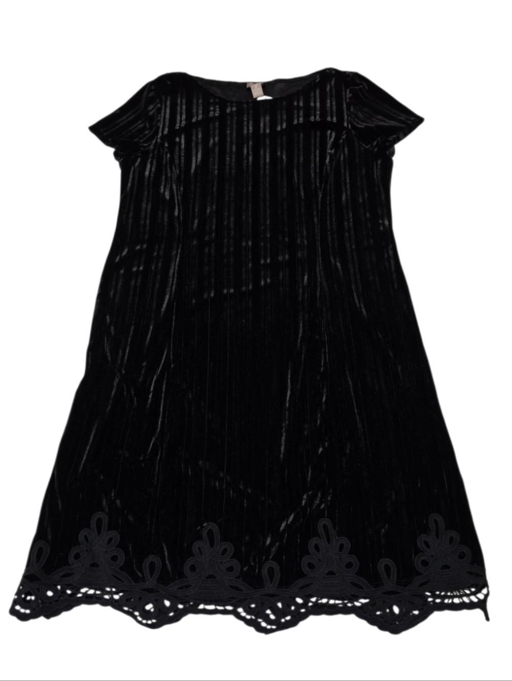 Chico's Velvet & Lace Burnout Whimsigoth Black Shift Dress Size 2 (L)